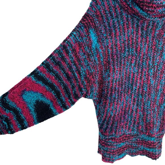 Vintage 90s Mister Noah Boucle Turtleneck Pull Over Sweater Medium - Picture 2 of 8